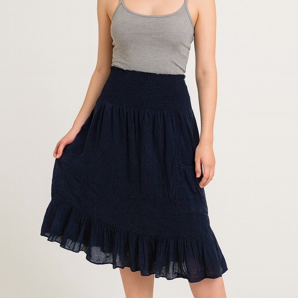725  vintage Y2K fairy cottage eyelet skirt L